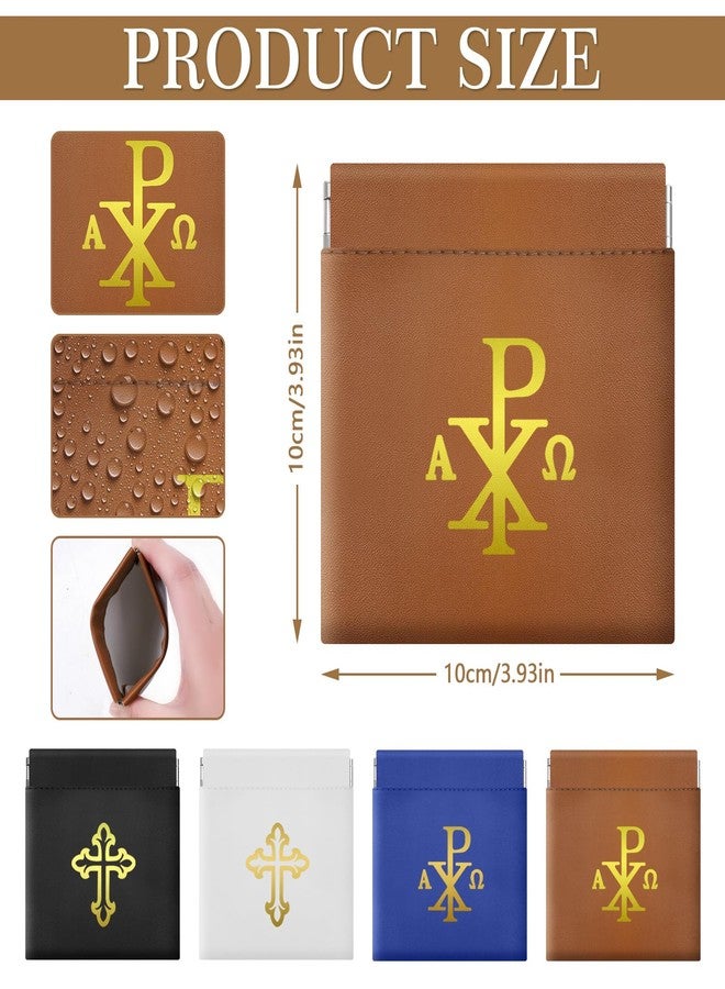 KONIDUN 4Pcs Rosary Pouch Catholic with Gold Cross PU Leather - Rosary Case Holder with Magnetic Top Bag for Women Men Coin Purses, Ideal for Catholic Faithful Travel Christmas(Classic Colors) - Image 2